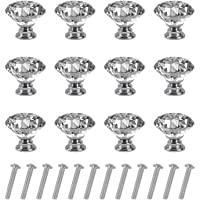 Los mejores  - Pomo de Cristal Forma de Diamante Tiradores de Muebles Perilla de la Puerta con Tornillo Perillas Manijas para Armario…